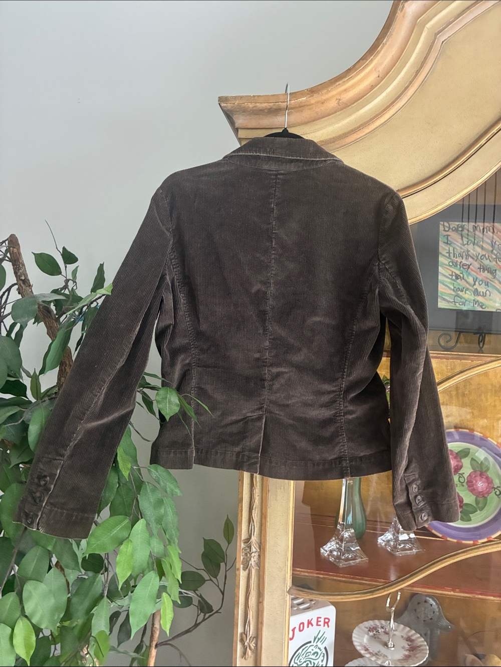 Talbots Corduroy Blazer Jacket in Chocolate Brown With Stretch Fabric Size 8 - Picture 5 of 6